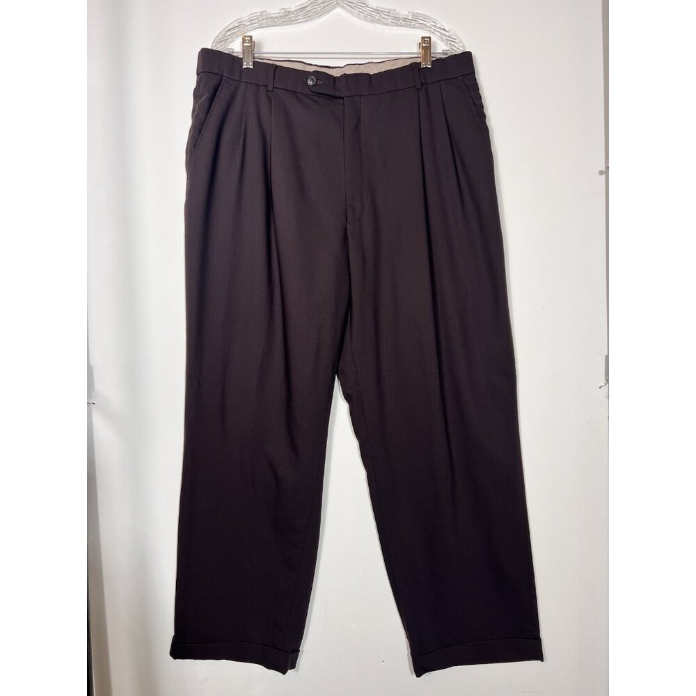 Ballin Classic Pants ‎ Brown Super 120s Wool Comfort-EZE Trousers Men's 36"x29"